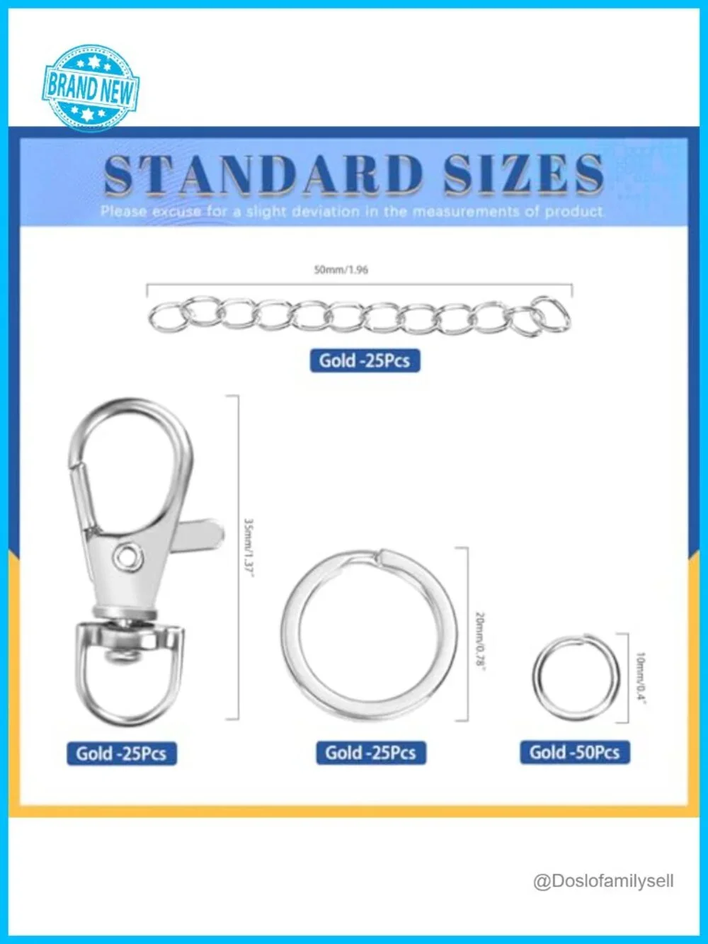 125pcs Silver Keychain Making Kit with Clips, Rings & Jump Rings